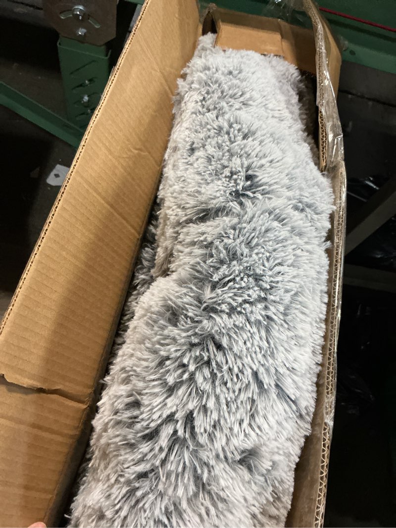 Condition photo showing As Is for bedfolks calming donut dog bed, 36 inches round fluffy for large dogs, anti-anxiety plush, machine washable (dark grey, large) 36.0"l x 36.0"w x 8.0"th dark grey
