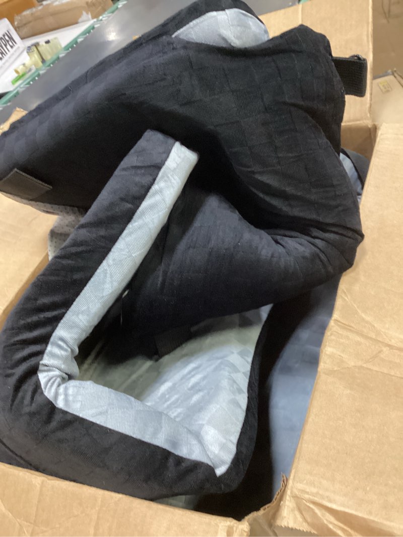 Condition photo showing Good Condition for joejoy elevated dog car seat for small/medium dogs up to 35 lbs, memory foam booster seat with detachable washable cover, travel-safe car bed with safety belts & storage pockets, grey medium grey