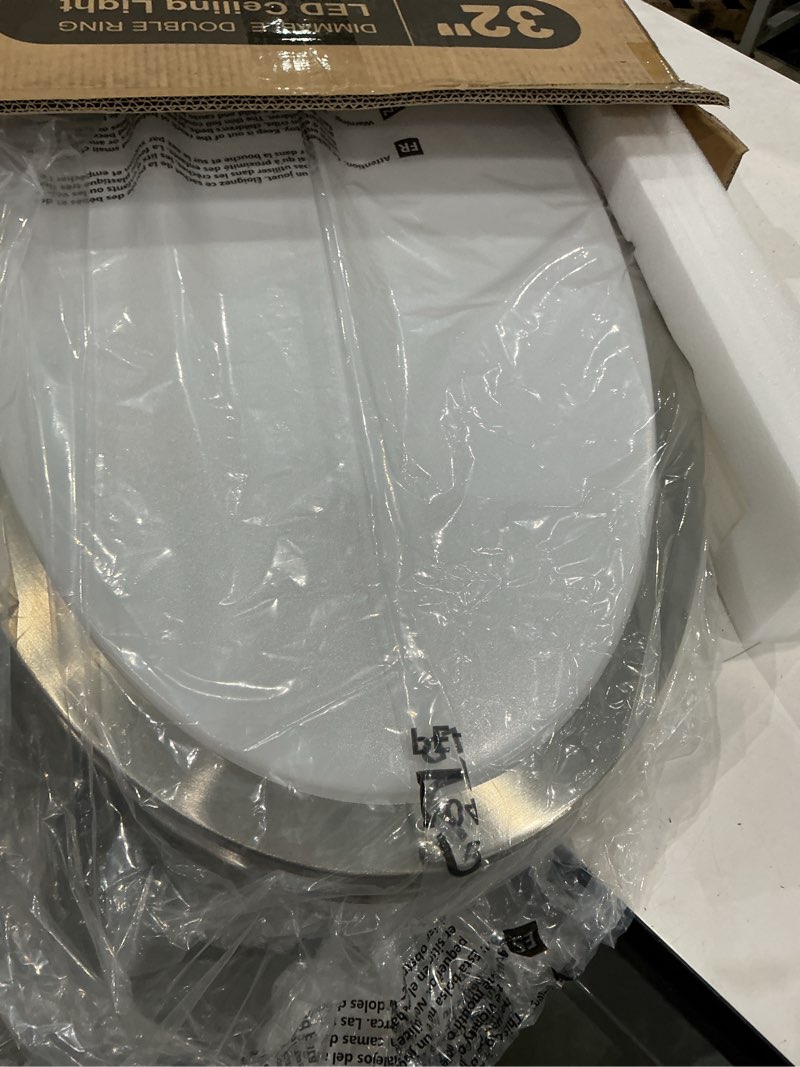 Condition photo showing Good Condition for dakason 32in oval led flush mount light for kitchen/living room, 50w large led ceiling light fixture, 3500k/4000k/5000k adjustable, dimmable for dining room/bedroom brushed nickel - 1pack
