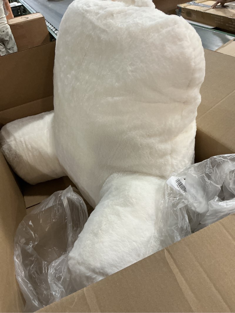 Condition photo showing Good Condition for NOONTIDE Reading Pillow for Sitting up in Bed and Couch,32" X-Large Back Pillow for Adult & Teens with Soft Adjustable Neck Roll Backrest Pillow,Washable Cover,Watching TV/Gaming/Relaxing(FurryWhite) Furrywhite X-Large