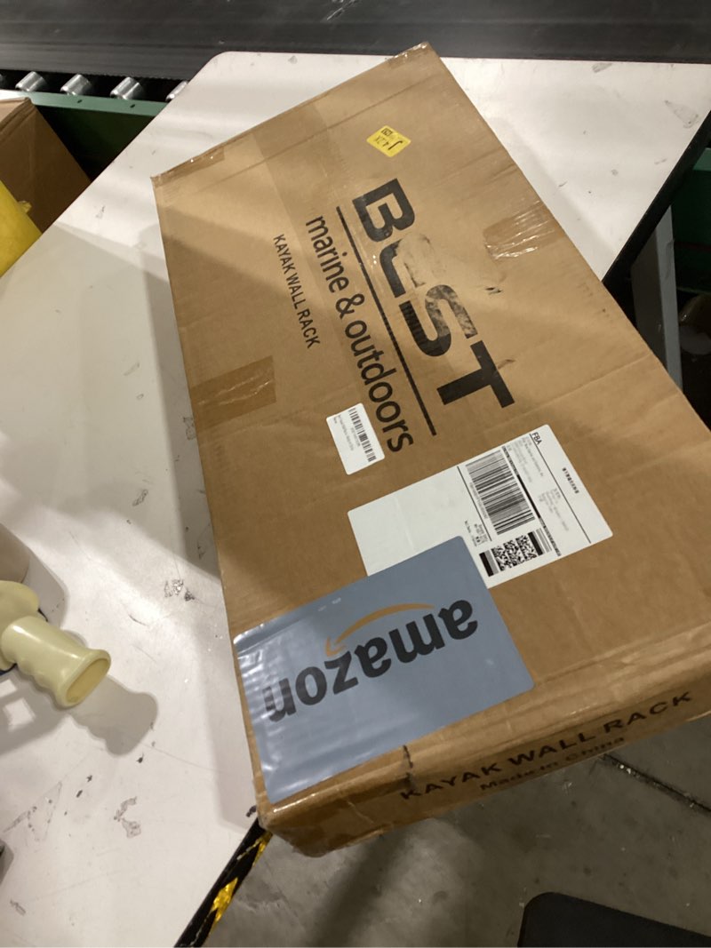 Condition photo showing As Is for Best Marine and Outdoors Kayak Storage Rack, 2 Premium Wall Mount Racks, Kayaks & SUP Paddle Boards, 125lb Weight Capacity Garage Hanger, Indoor Outdoor Paddleboard Holder & Kayaking Accessories