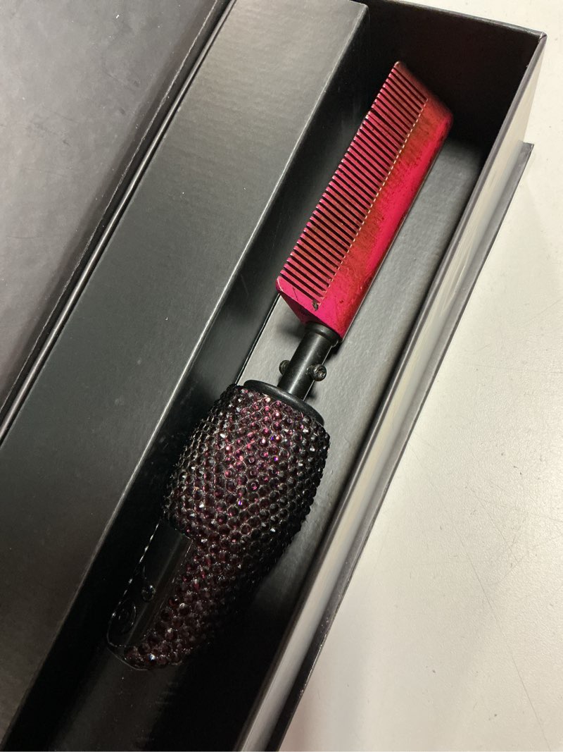 Condition photo showing As Is for dan technology 500 hot comb electric for wigs, diamond heating comb, 60 min auto-off & 7 temperatures adjustable purple hot comb, professional pressing combs for black hair