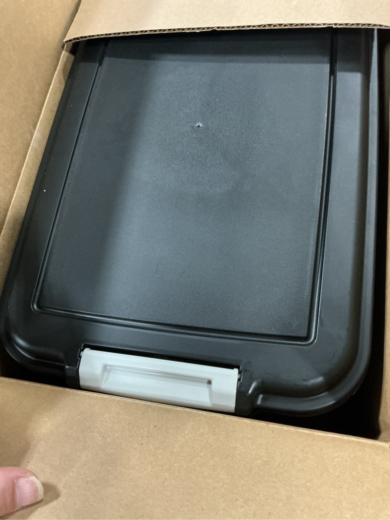Condition photo showing Good Condition for iris usa dog food storage container, 30 lbs & 11 lbs combo, cat food storage container, dog treat container, airtight, stackable, 2-cup scoop, wheels, easy mobility, black 30 lbs + 11 lbs black