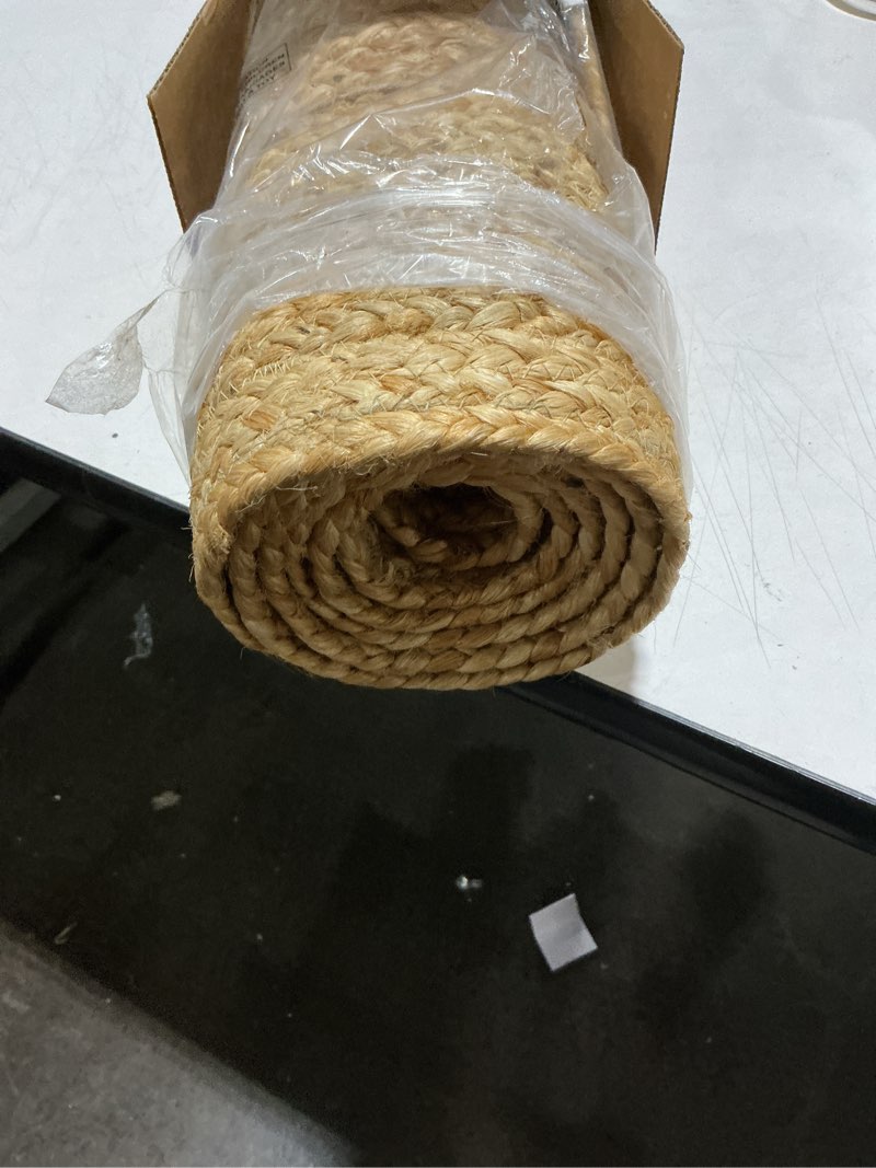 Condition photo showing Good Condition for Chardin home Hand Woven Natural Jute Braided Rug – 2x7 Oval | Rustic Boho Farmhouse Style | Solid Natural Fiber Rug for Hallway, Entryway, Kitchen, Bedroom, Dining Room, Study, Office 2' x 7' (Oval)