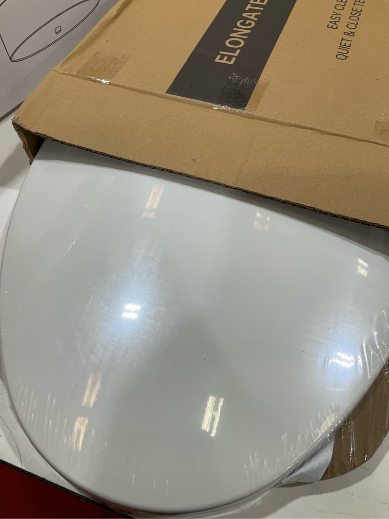 Condition photo showing Good Condition for toilet seat elongated, toilet seats with cover quiet close, never loosen bumpers, easy removing and cleaning, white, 18.5"l x 14"w