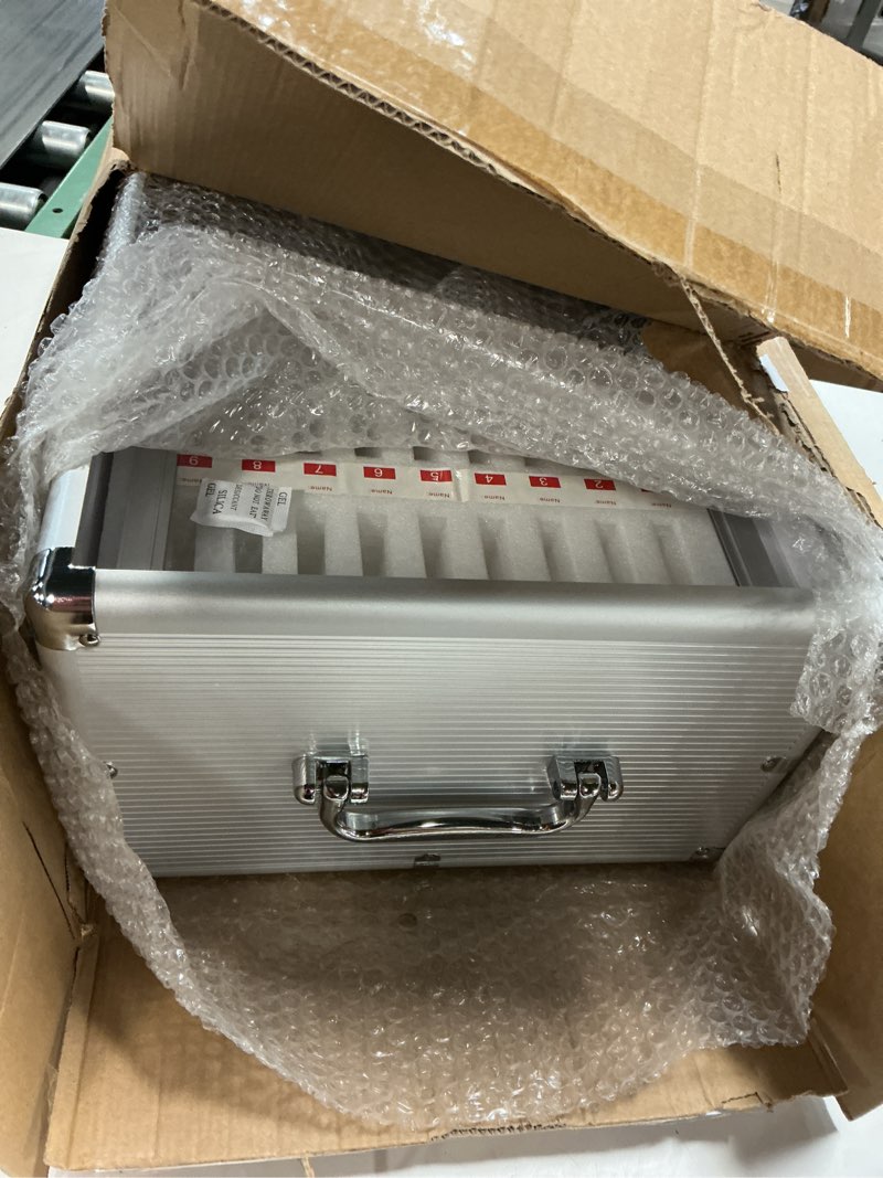 Condition photo showing Good Condition for 36 slots cell phone locker,pocket chart cell phones storage cabinet for cell phones,wall-mounted with a locked, lock box for phone with handle for enterprise & classroom - silver cellphone locker 36 slots