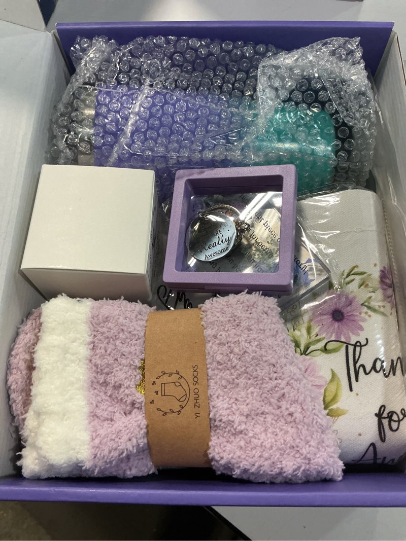 Condition photo showing Good Condition for Thank You Gifts for Women, Employee Appreciation Office Gifts for Coworkers, Christmas Gift Baskets for Employees Teacher Nurse Boss Mom Her w/Canvas Tote Bag Acrylic Decor