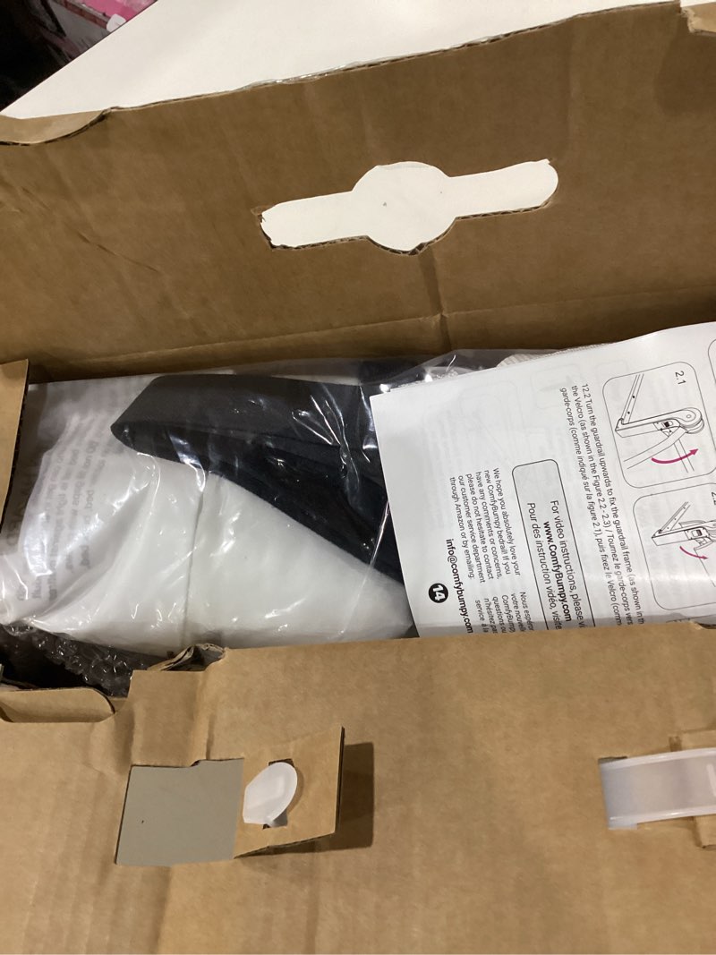 Condition photo showing New/Like New for ComfyBumpy 1-Pack Bed Rail for Toddlers 55.5" L x 19.5" H | Toddler Bed Rails for Twin, Full, Queen & King Mattress Size | Swing Down Rail Guard | Mattress Side Rail for Kids | White White 55.5”L x 19.5”H | 1-Pack
