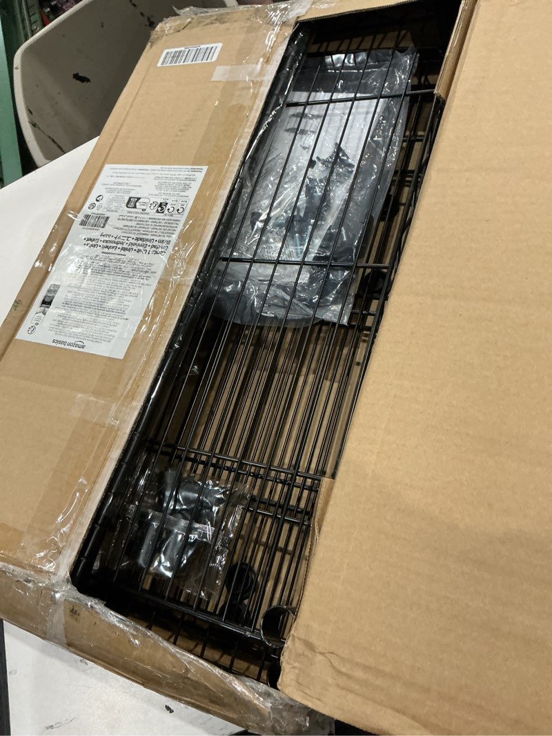 Condition photo showing Good Condition for amazon basics 4-shelf steel wire storage shelves for garage, adjustable metal shelving unit, 200 lbs per shelf, 23.2" w x 48" h x 13.4" d, black | sturdy, adjustable, easy assembly, storage 4-shelf 13.4" d x 23.2" w x 48" h black
