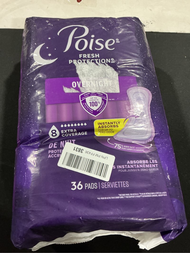Condition photo showing New/Like New for Poise Overnight Incontinence & Postpartum Pads for Bladder Leaks, 8 Drop Extra Coverage, 36 Count Long 36