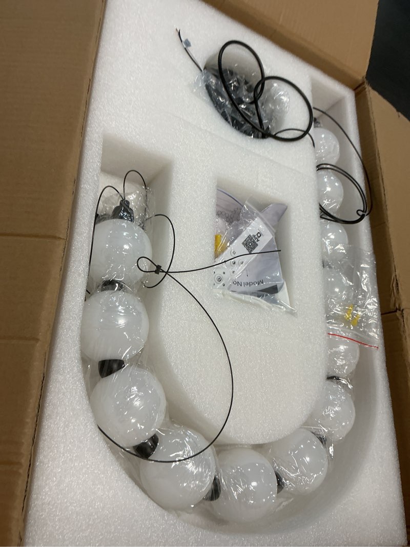 Condition photo showing New/Like New for modern chandeliers led dimmable light acrylic balls ceiling pendant lighting for living room dining room bedroom adjustable hanging lights 25 watts black lamp black 1 ring