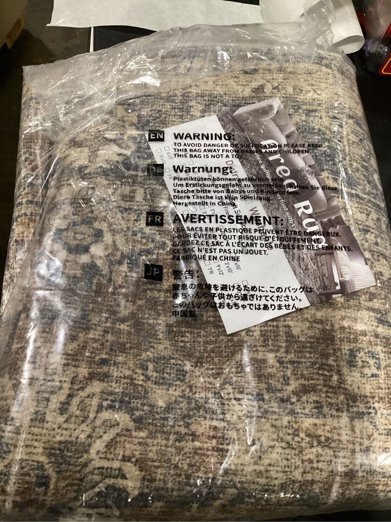 Condition photo showing New/Like New for 4x6 area rug for bedroom machine washable low pile vintage distressed rugs stain resistant faux wool rug ultra soft non-slip area rugs for living room, playroom, kitchen,home office 4' x 6' (rectangular) orange/gray