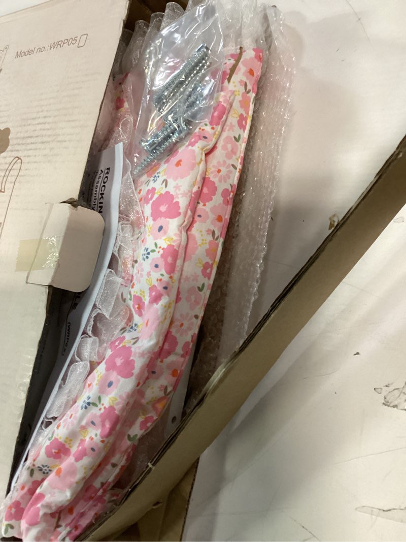 Condition photo showing Good Condition for ROBOTIME Wooden Baby Doll Crib, Doll Cradle Bed for 18-24 Inch Dolls, Baby Doll Crib Set with Blanket and Pillow, Toy Doll Bed for Girls Ages 3+ Pink