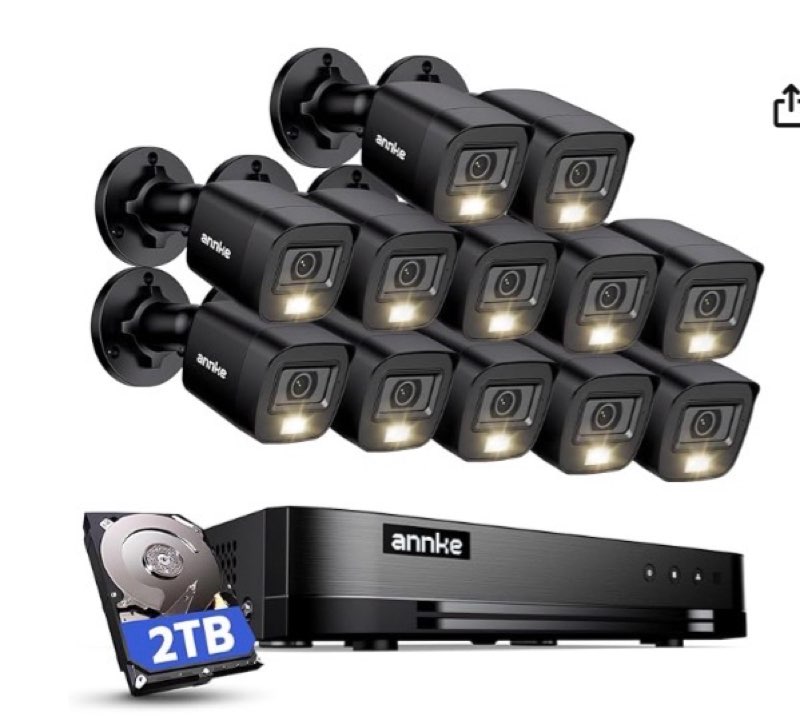  ANNKE 16 Channel Security Camera System HD-TVI 1080P Lite Video DVR and (12) 2.0MP Outdoor IP67 Cameras with Smart Dual Light, AI Human/Vehicle Detection, Color Night Vision, 2 TB Hard Drive