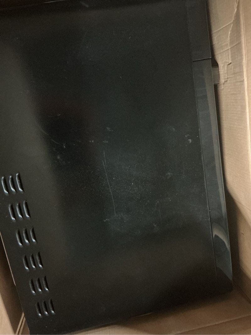 Condition photo showing As Is for TOSHIBA ML-EM09PA(BS) Small Microwave Oven with 6 Auto Menus, Mute Function & Child Lock, LED Lighting, 0.9 Cu Ft, 10.6 Inch Removable Turntable, 900W, Countertop, Black Stainless Steel Advanced-0.9 Cu Ft-900W-Black Stainless Steel