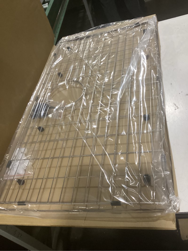 Condition photo showing As Is for Serene Valley 29-5/16" x 16-3/8" Sink Bottom Grid, Rear Drain with Corner Radius 3/16", Sink Grids Stainless Steel NLW3017R