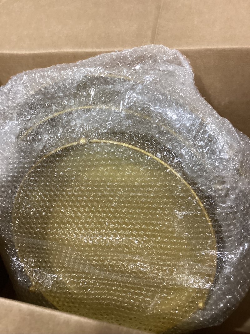Condition photo showing New/Like New for wenqik 3 pcs cake stand 16'' 14'' 12'' round metal cake stand bases display holder cookies fruit serving tray candy display plate cupcake dessert pastry riser for wedding birthday party(gold) gold bright style