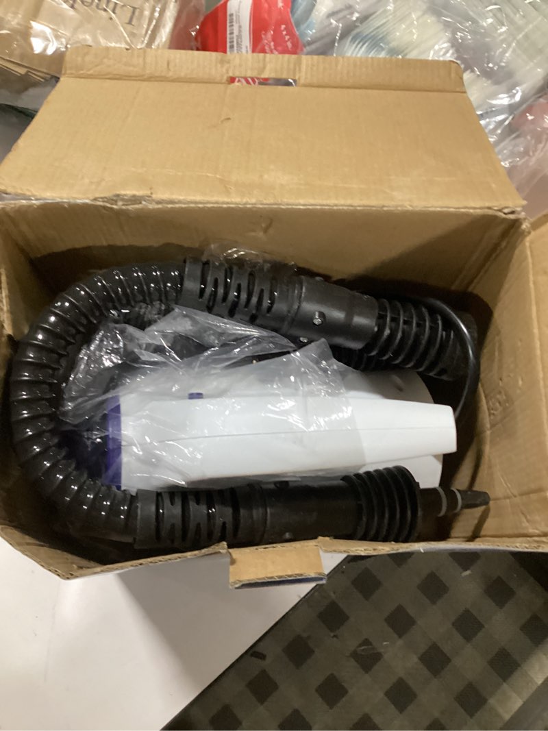Condition photo showing As Is for Steam Cleaner, Pressurized Handheld Multi-Surface Natural Steam Cleaner with 12 PCS Accessories & Safety Lock, 350ML Large Capacity, Steamer for Car, Home, Upholstery, Kitchen, Window, Grime, Grease Blue and White