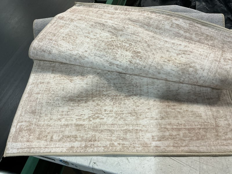 Condition photo showing As Is for 120x24 vintage oushak rug: handwoven turkish wool, neutral boho decor