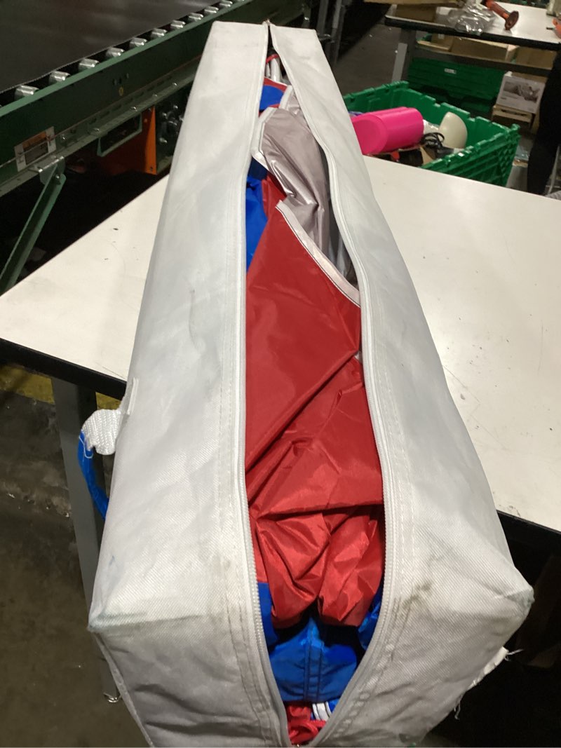Condition photo showing New/Like New for ozark trail 10x10 instant pop up canopy tent with simple push setup – straight leg pop-up tent for tailgating, camping & events, red/white/blue