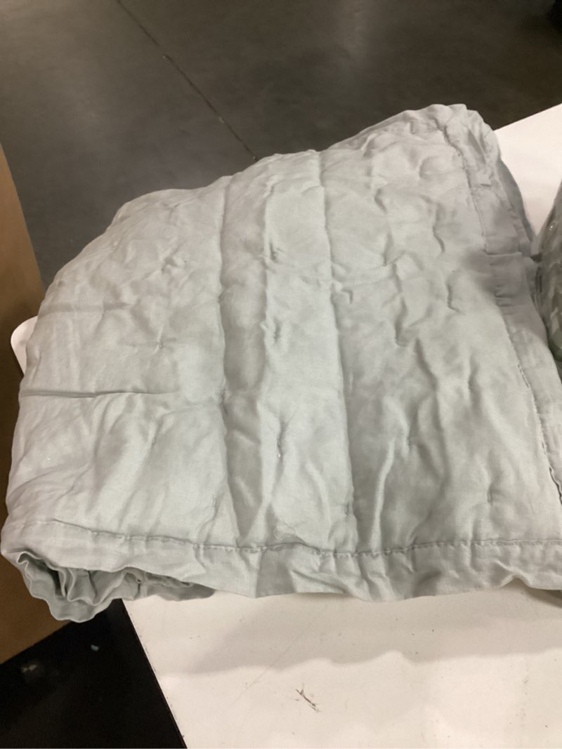Condition photo showing Good Condition for european linen dream quilted sham set, king, mist