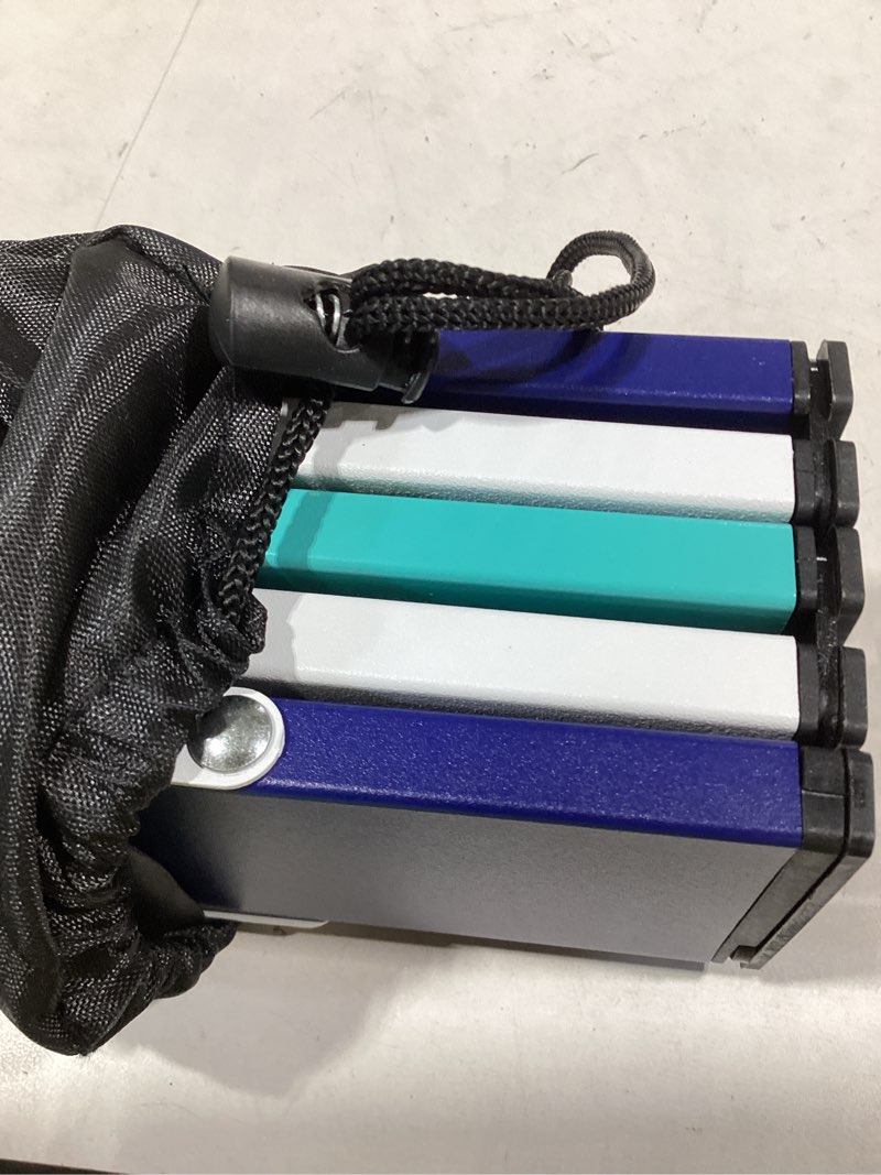 Condition photo showing Good Condition for croblissful beach table folding camping portable table striped white aluminum side with carry bag for camping picnics and outdoor activities(16x11x5 in,cyan green) 16x11x5 in cyan green
