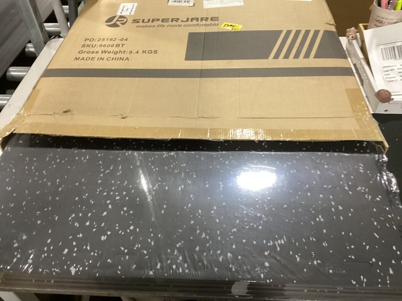 Condition photo showing New/Like New for superjare 0.4'' thick 12 pcs 48 sq ft rubber top exercise equipment mats, high density eva foam mats with rubber top, interlocking gym flooring for home gym, protective workout mat, black/grey 12 tiles (48 sq ft) black/grey
