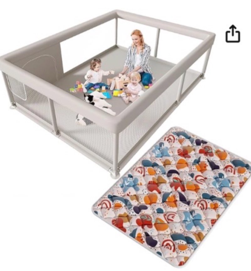 Hiaksedt Baby Playpen with Mat 65 x 50 Inch, PlayPen for Babies and Toddlers, Sturdy Safety Play Yar