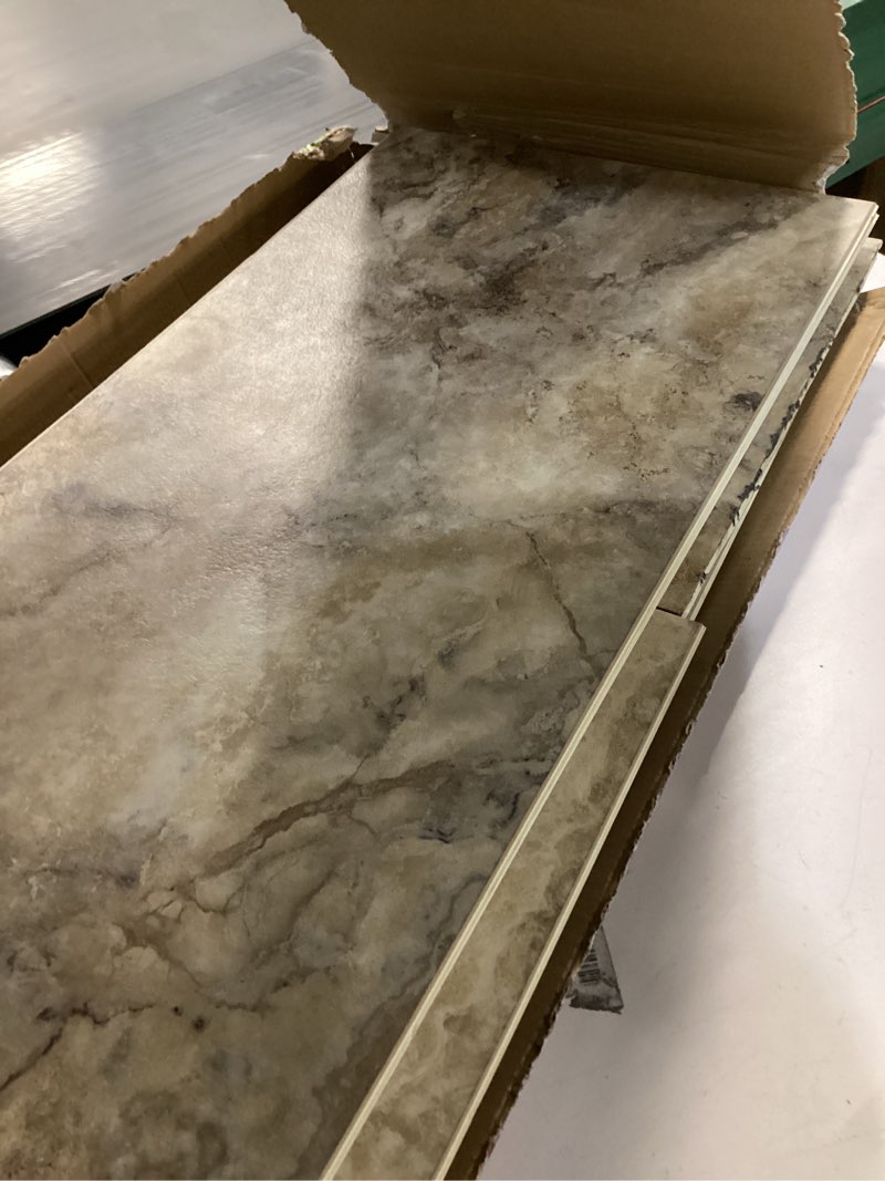 Condition photo showing As Is for SMARTCORE Ultra 8-Piece 11.97-in x 23.62-in Tivoli Travertine Locking Luxury Commercial/Residential Vinyl Plank