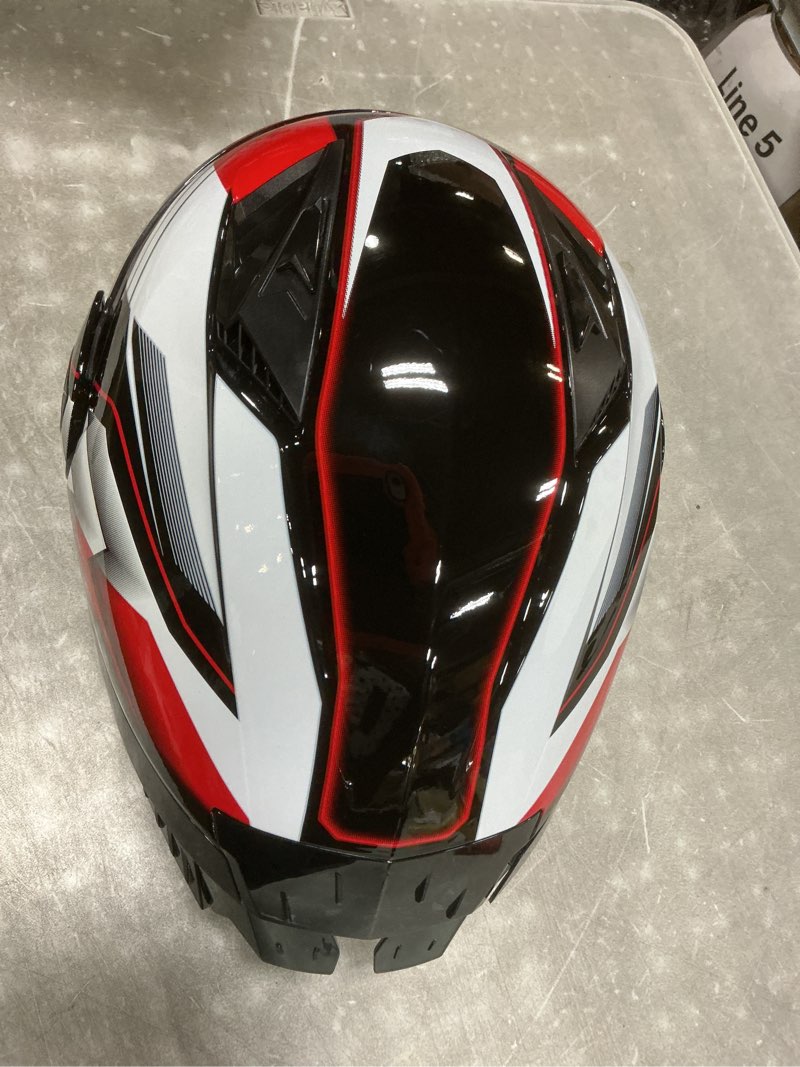 Condition photo showing Good Condition for Full Face Modular Motorcycle Helmets Dual Visor Flip up DOT Approved Racing Street Bike Motocross Helmet for Adults (Black/Red White, Large)