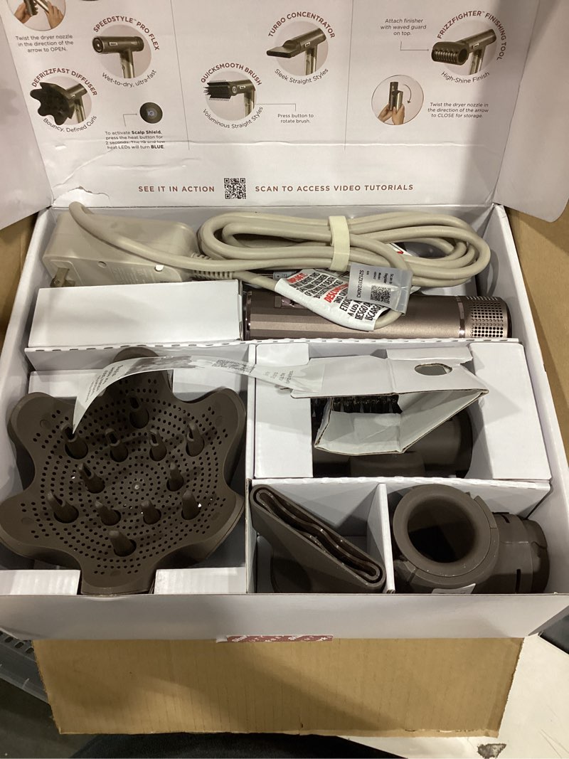 Condition photo showing Good Condition for Shark SpeedStyle Pro Flex Professional Performance High-Velocity Hair Dryer System with Scalp Shield & IQ Speed Styling and Drying Suite, Lightweight, Ionic, No Heat Damage, Mocha Silver, HD542 SpeedStyle Pro Flex-For All Hair Types