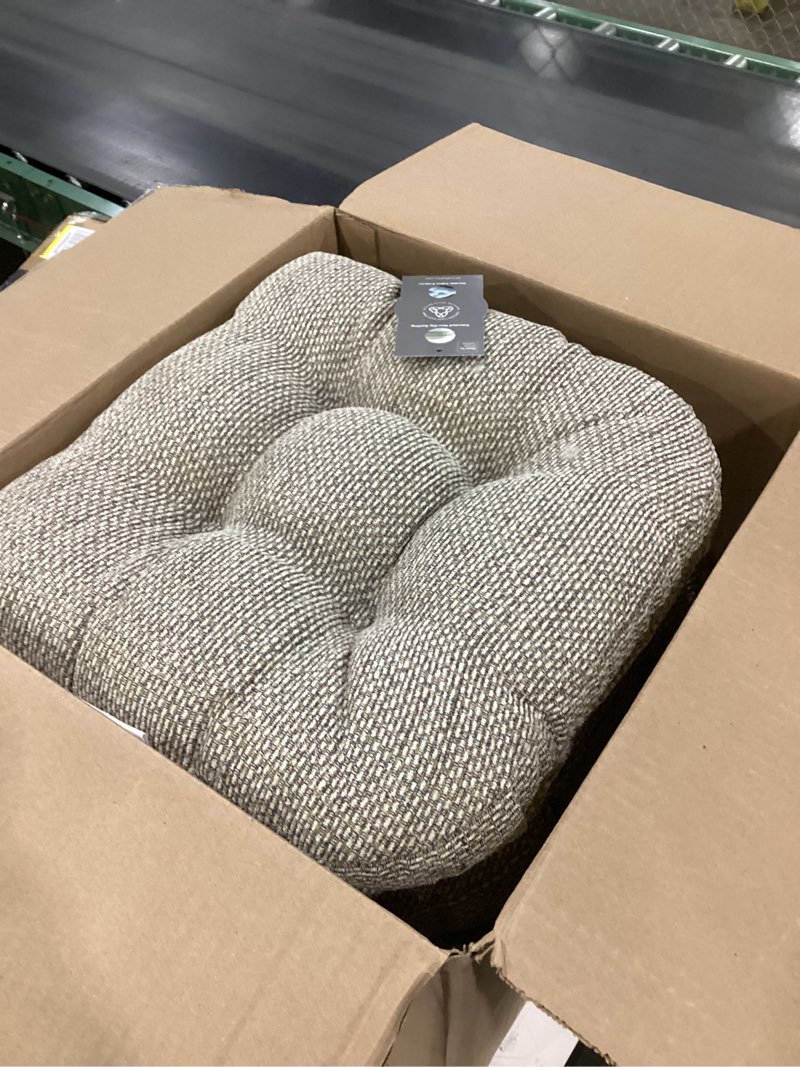 Condition photo showing New/Like New for Klear Vu Gripper Overstuffed Universal Non-Slip Dining Chair Cushions for Kitchen Decor or Office Use, U-Shaped Skid-Proof Seat Pad, 15x15 Inches, 4 Count (Pack of 1), Waffle Natural 4 Count (Pack of 1) Waffle Natural