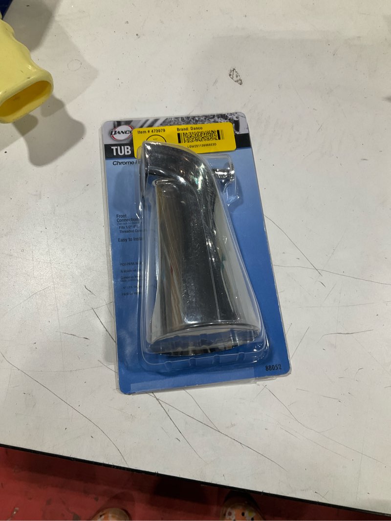 Condition photo showing As Is for 5 in. bathroom tub spout with front diverter, chrome