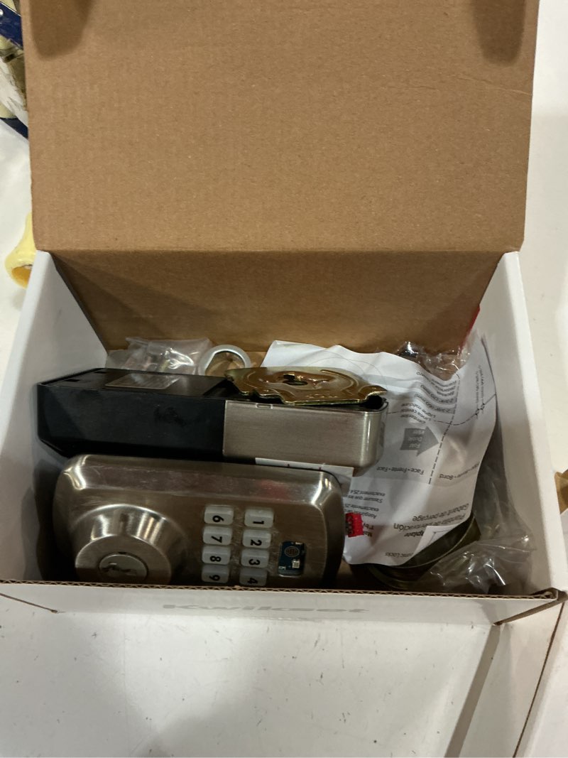Condition photo showing As Is for kwikset powerbolt 250 traditional satin nickel keypad electronic deadbolt lock ft. smartkey