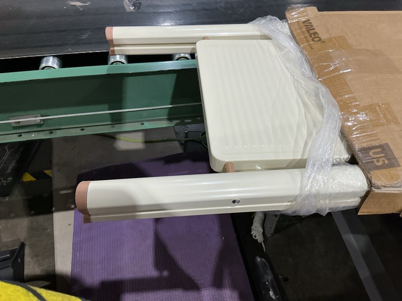 Condition photo showing As Is for valeo 3 step ladder,lightweight folding step stool with wide anti-slip pedal, 330lbs capacity, heavy duty,sturdy iron metal step stool for home, kitchen, closet, adults, cream white milk white 3 step