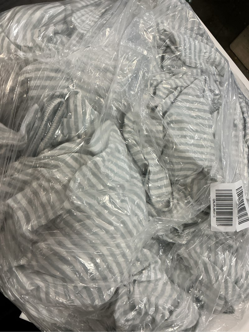 Condition photo showing Good Condition for european linen deluxe bedding bundle, queen, mist/white stripe