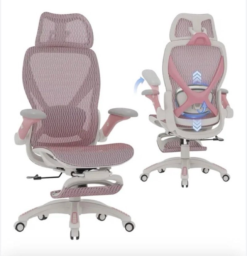 elabest x100 ergonomic mesh office chair with footrest, big and tall hone desk chair with 5d flip-up arms, adjustable 3d lumbar support,gaming & executive computer chairs