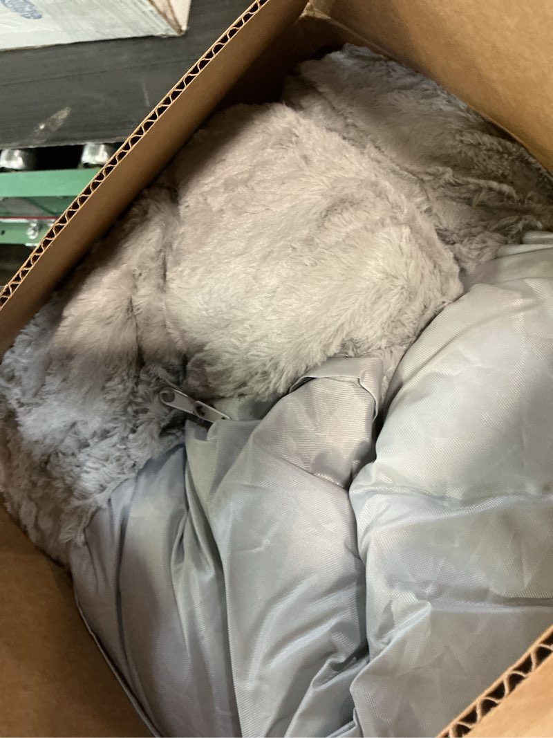 Condition photo showing Good Condition for best friends by sheri the original calming donut dog bed for medium dogs up to 45 lbs, lux faux fur, gray, medium, 30" x 30" gray lux medium