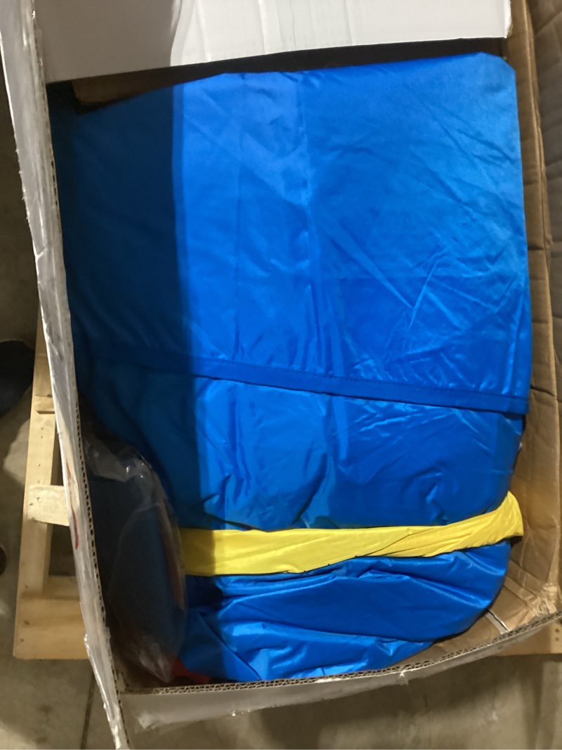 Condition photo showing Good Condition for Bounceland Inflatable Party Castle Bounce House Bouncer, 16 ft L x 13 ft W x 10.3 ft H, Basketball Hoop, Removable Sun Roof, UL Strong Blower included, Fun Slide and Bounce Area, Castle Theme for Kids With Blower