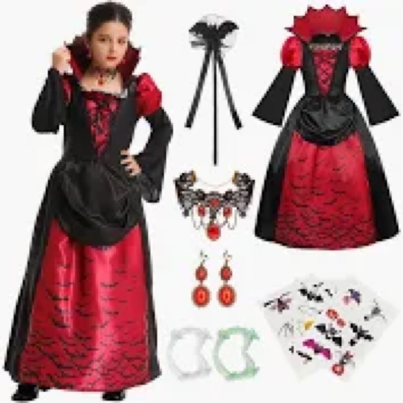 Vampire Costume for Girls Kids Royal Vampire Dress Toddler Halloween Costumes Outfit Deluxe Victoria