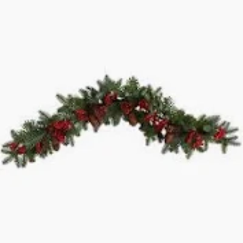 Nearly Natural Pines, Red Berries and Pinecones Artificial Christmas Garland, 40"
