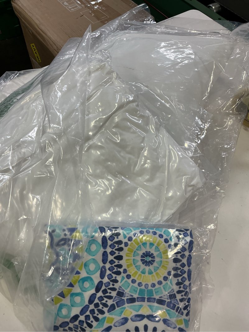 Condition photo showing Good Condition for outdoor lumbar pillows 12x20 inch, rectangle throw pillows with inserts, decorative lumbar cushions for patio furniture garden couch home sofa office chair, pack of 2, delancey lagoon 20" x 12" (pack of 2) delancey lagoon