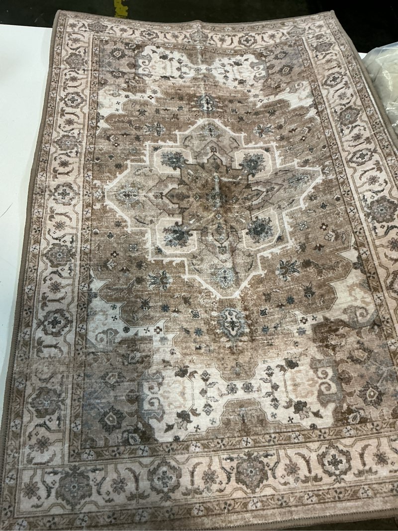 Condition photo showing As Is for (unknown size)kimode anti fatigue kitchen mats 2 pcs 17\"x47\"+17\"x29.5\", boho kitchen rugs and mats, non slip cushioned kitchen mats for floor, waterproof kitchen floor mats for laundry, office, sink, khaki 17.3\" x 47\"+17.3\" x 29\"--0.47 inches khaki/multi