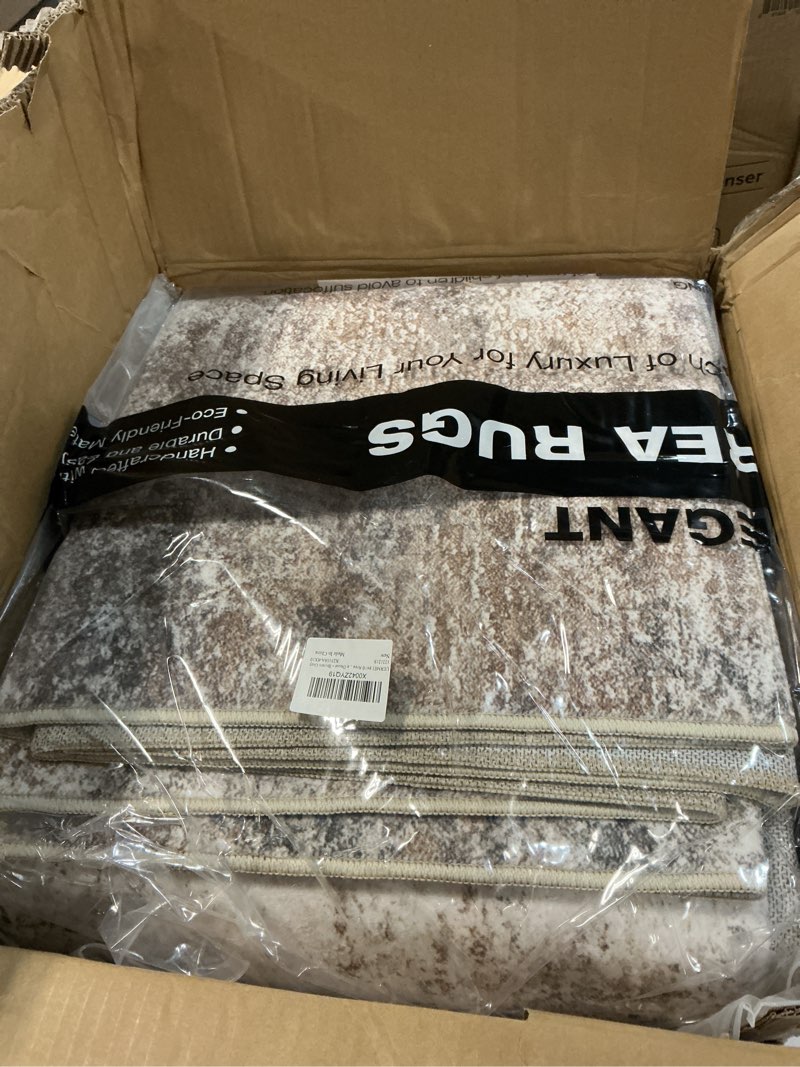 Condition photo showing New/Like New for 8x10 area rug living room rugs - washable neutral modern abstract soft thin large rug indoor floor no slip rug carpet for bedroom under dining table home office decor - brown grey brown grey 8' x 10' (rectangular)