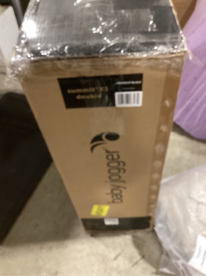 Condition photo showing As Is for Baby Jogger Summit X3 Double Jogging Stroller Midnight Black Buggy for Two Smooth Ride for Walking or Jogging Compact Fold Increased Airflow All-Terrain Air Filled Tires and All-Wheel Suspension