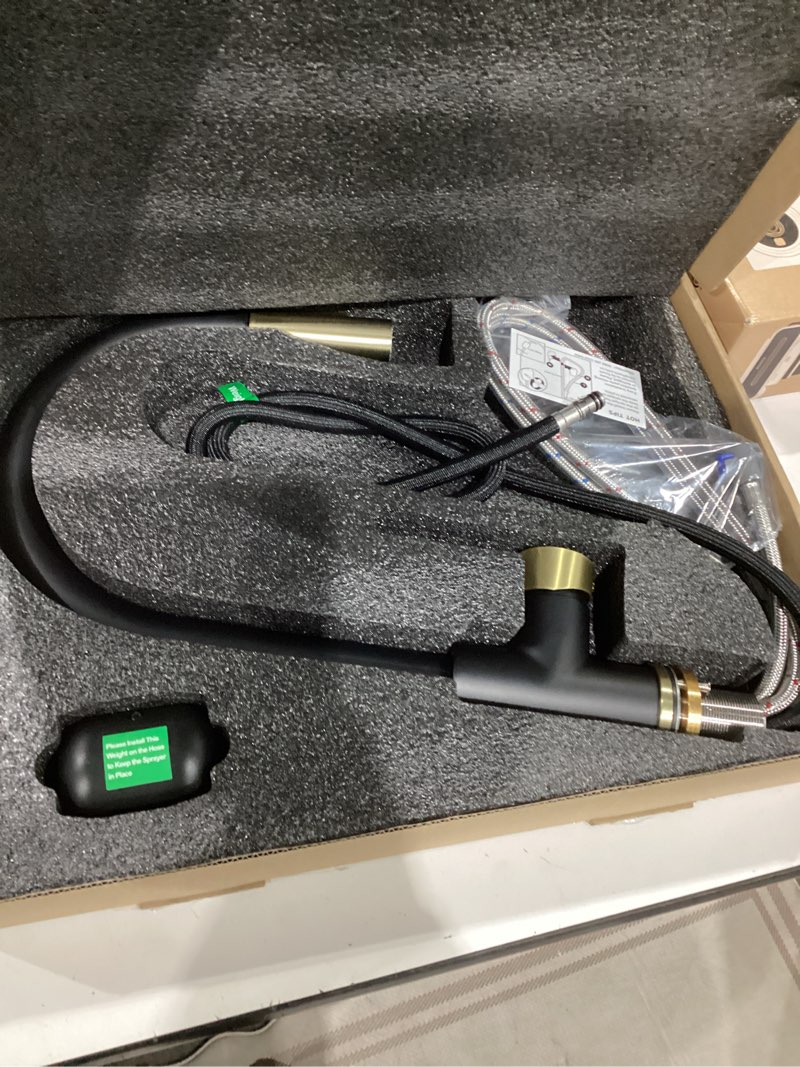 Condition photo showing Good Condition for Havin Gold and Black Kitchen Faucet with Pull Down Sprayer, High Arc Stainless Steel Material, with cUPC Ceramic Cartridge,Without Deck Plate,Fit for 1 Hole Kitchen Sink or Laundry Sink SS501GB Gold and Black Style A HV501GB