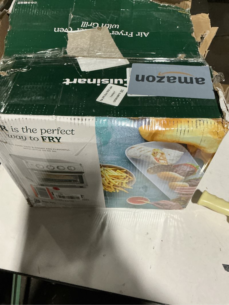 Condition photo showing As Is for cuisinart air fryer toaster oven, 1800w, 8-in-1 with air fry, convection, broil & warm, 0.6 cubic feet, 60-minute timer, toa-70nas, stainless steel stainless steel convection toaster air fryer oven w/ grill