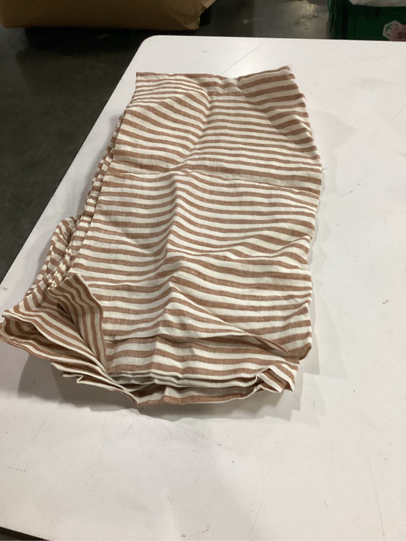 Condition photo showing Good Condition for european linen stripe sham set, king, terracotta/white stripe