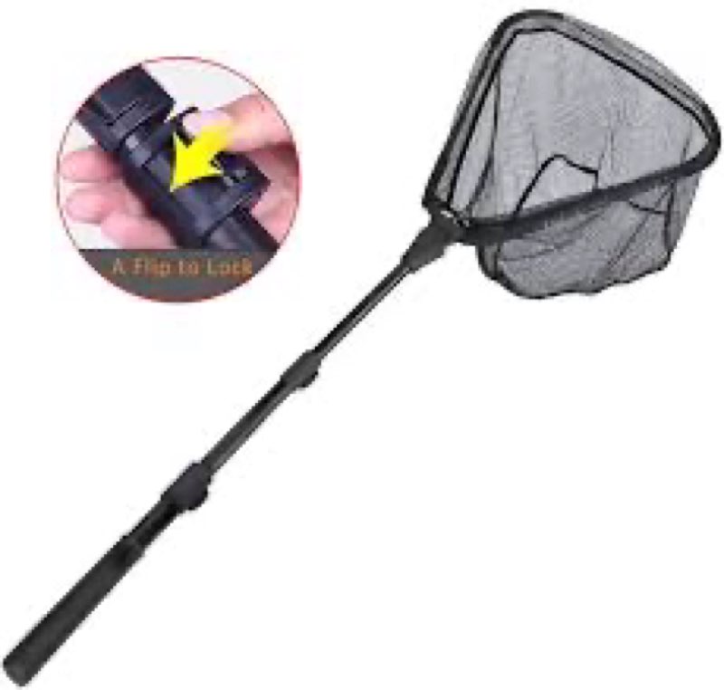 Fishing Landing Net with Telescoping Pole Handle Extends to 63 inches, Carbon Fiber Handle Extended 