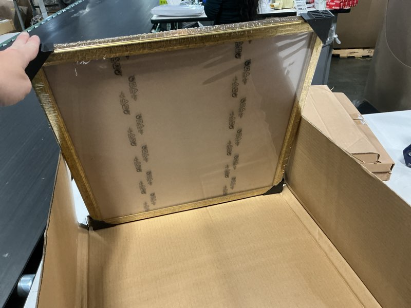 Condition photo showing New/Like New for wood 16x16 frame gold, ornate natural 16x16in poster picture frame, modern golden 16 x 16inch gallery wall photo frame with hd plexiglass, horizontal vertical wall mounting display 1pcs gold 16x16